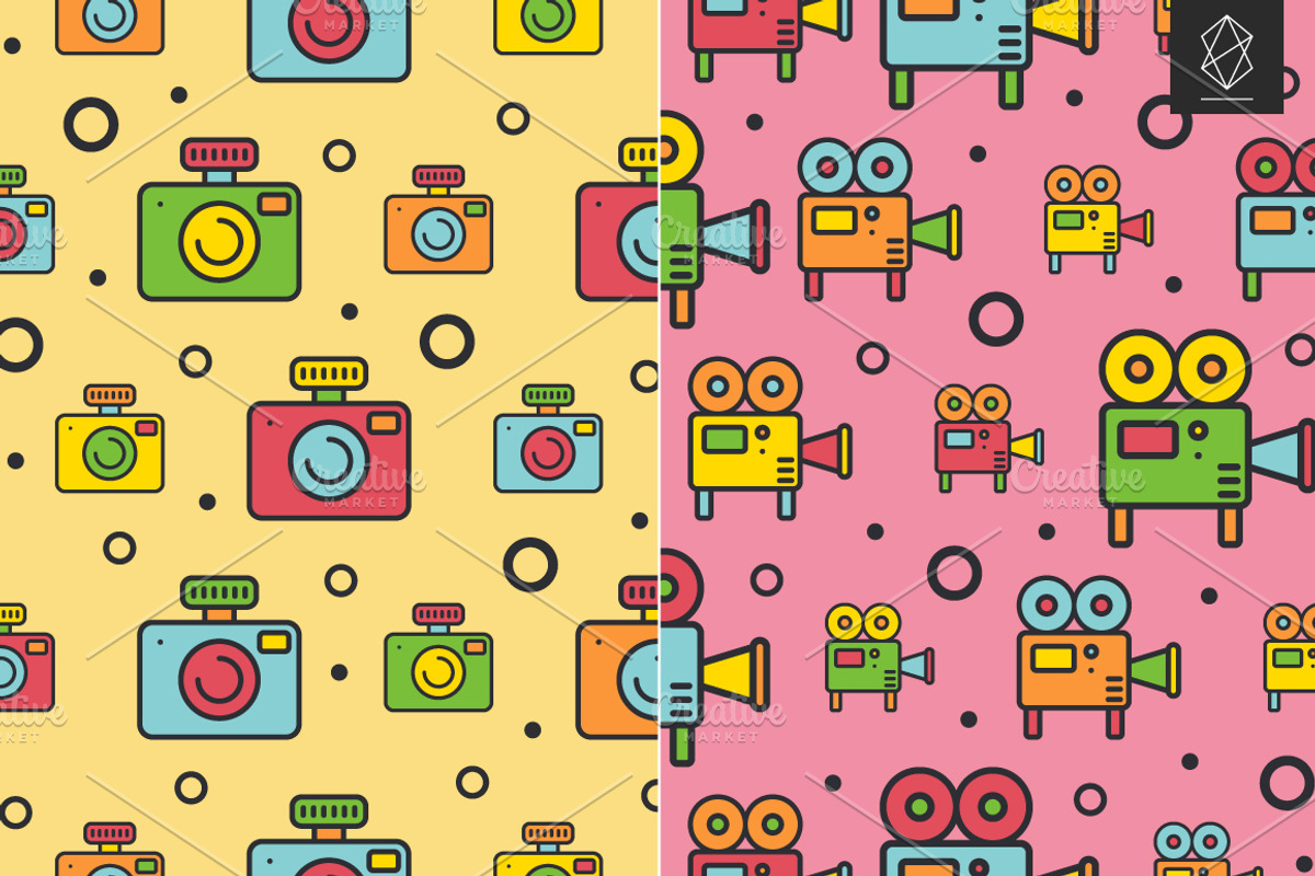 Retro media seamless patterns, a Pattern Graphic by Yury Velikanov (Photo 3 of 4)