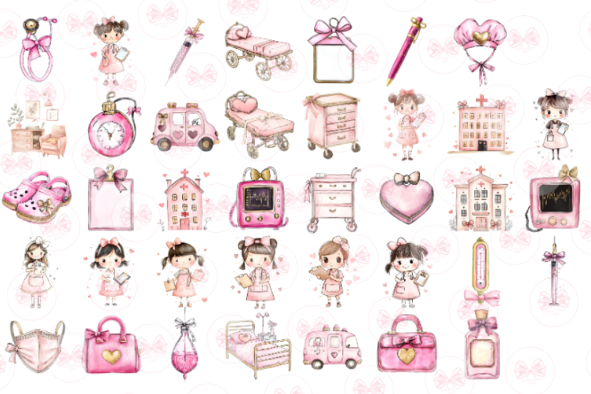Cute Coquette Nurse Clipart, an Illustration by Markicha Art (Photo 2 of 4)