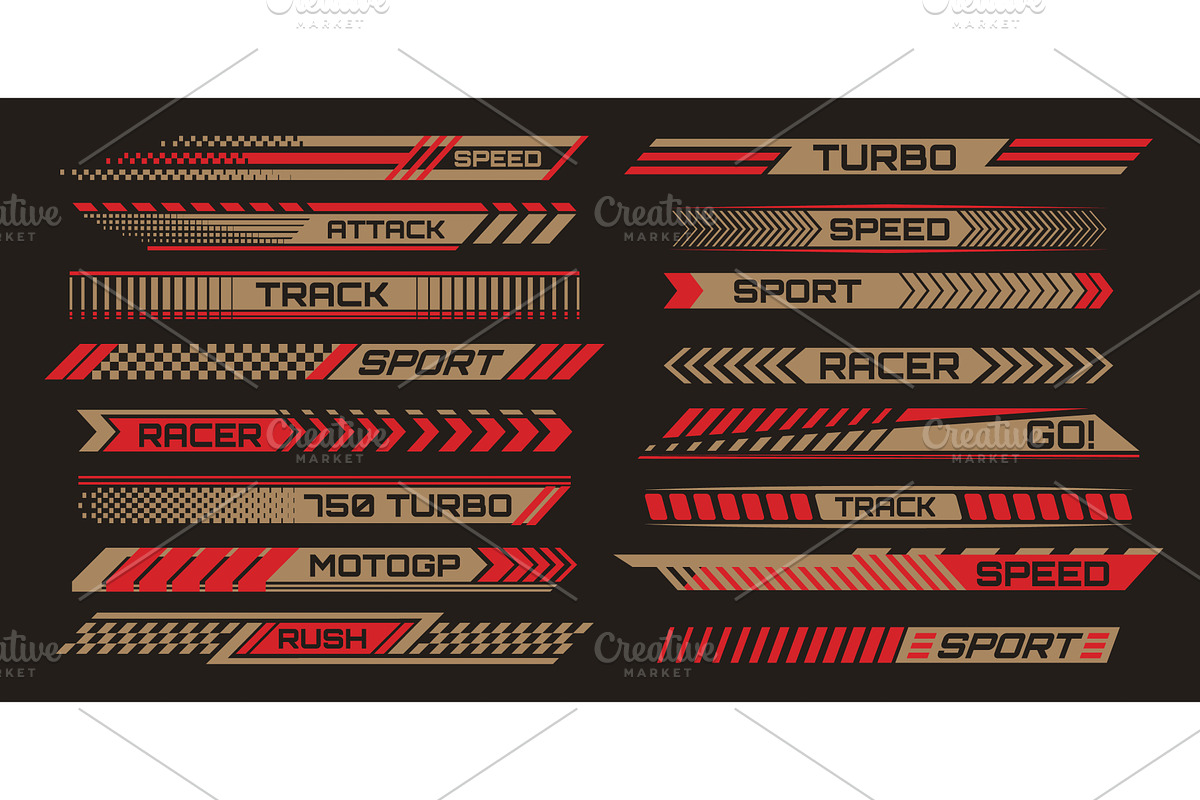 Motorcycle racing stripe sticker set, an Object Illustration by art PVP - market