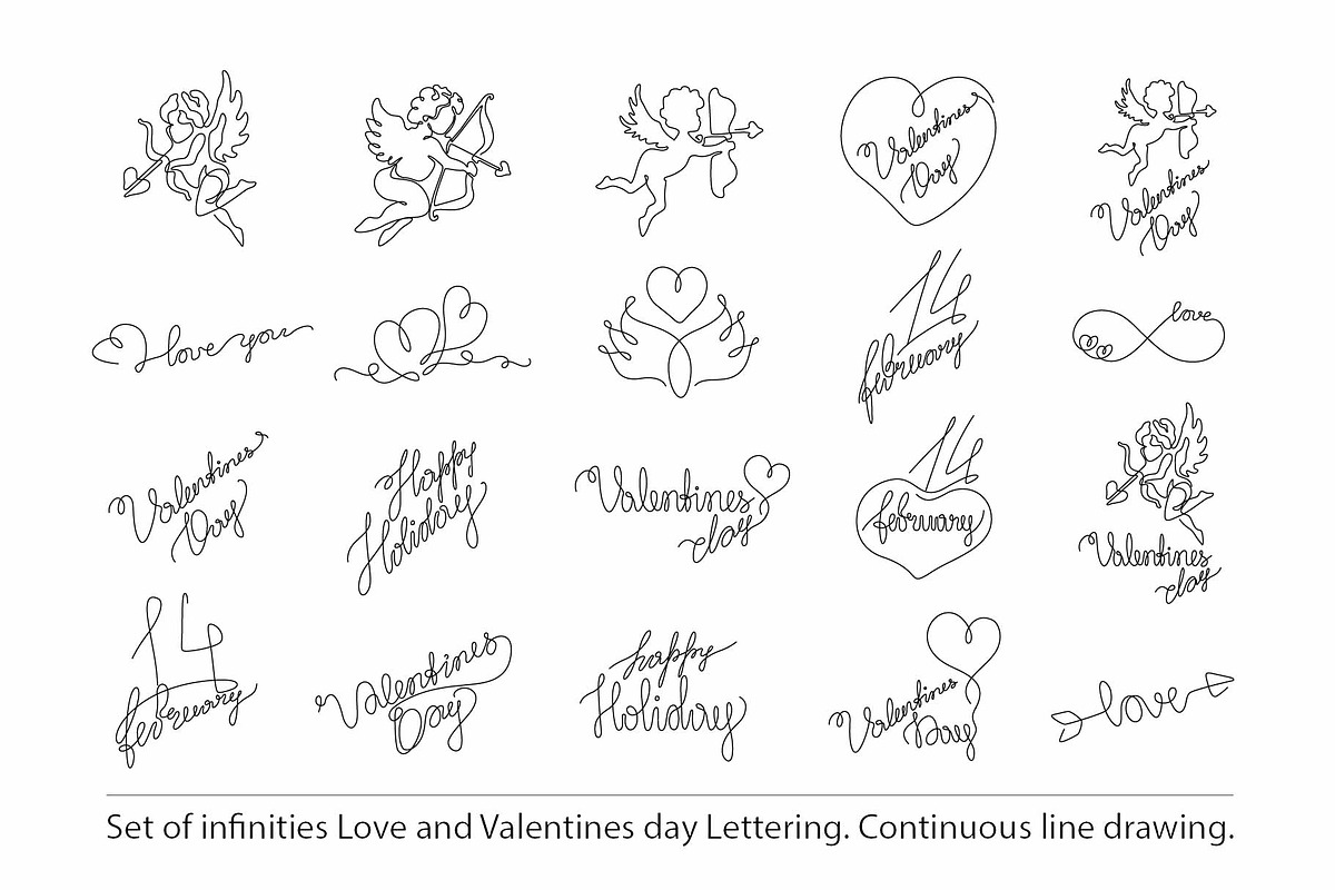 Valentine's Day lettering set., a Decorative Illustration by Anastasiia_Dzhioeva
