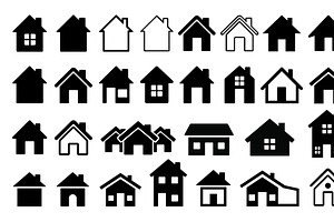 Home flat icon set vector