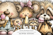 Whimsical summer woodland animals, an Illustration by SinaCreation (Thumbnail 1 of 11)