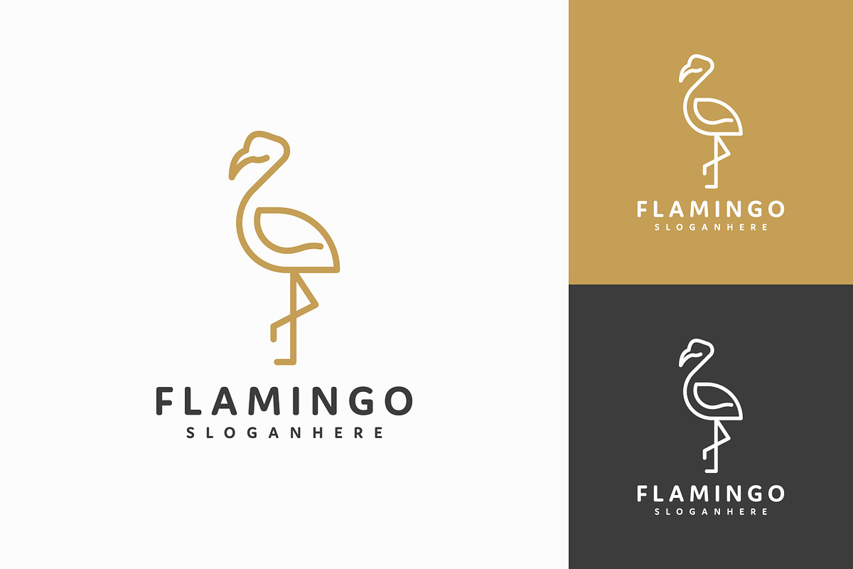 Flamingo logo line art design style, a Branding & Logo Template by Saba Vector