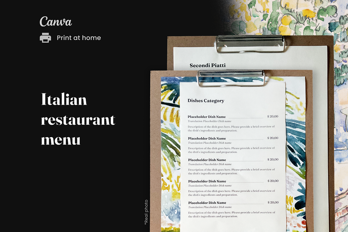 Italian Menu Template, a Brochure Template by Cadu's lil Digital Bodega (Photo 1 of 5)