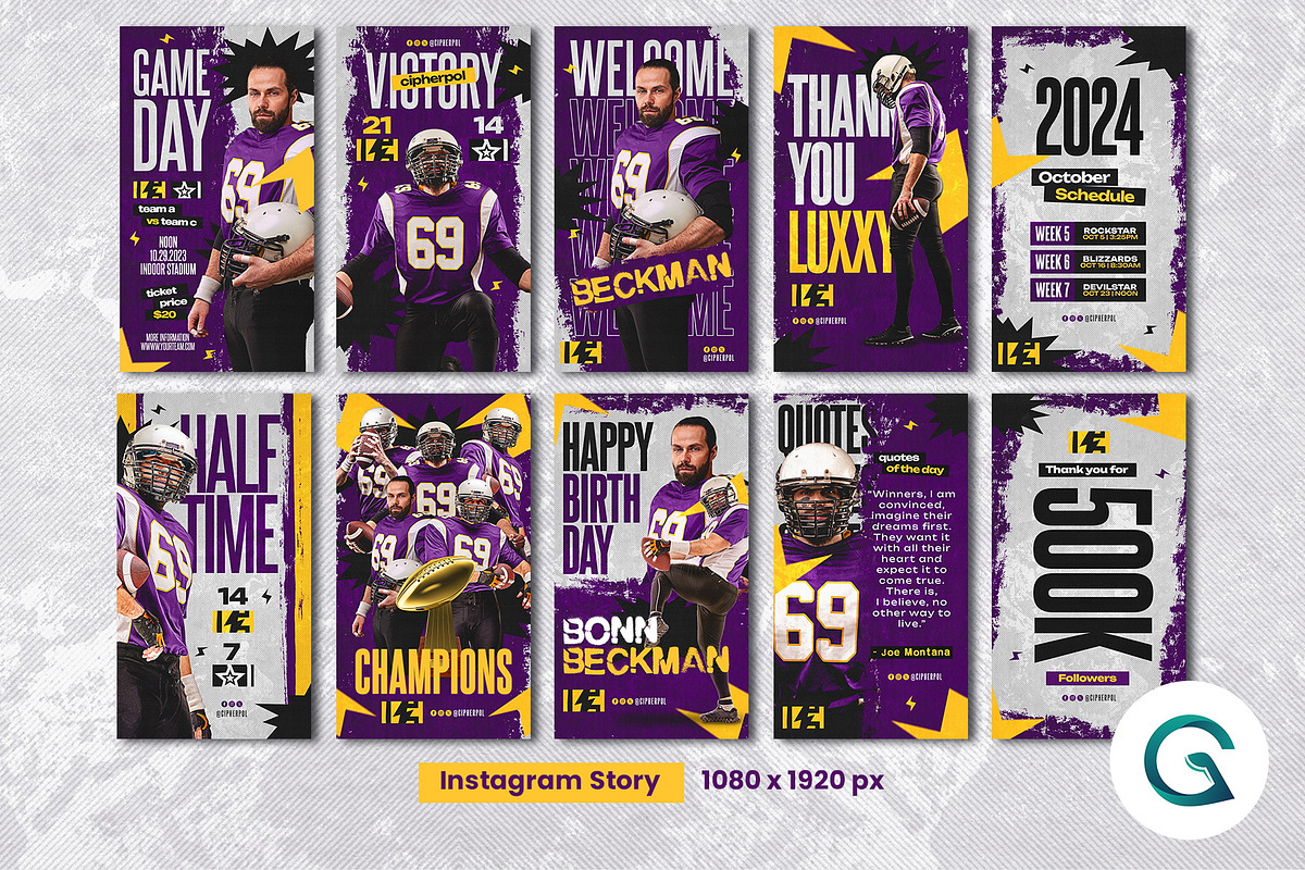 American Fooball Social Media Pack, a Social Media Template by Geelator Studio (Photo 3 of 5)