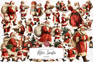 Retro Santa Clipart, an Illustration by Markicha Art