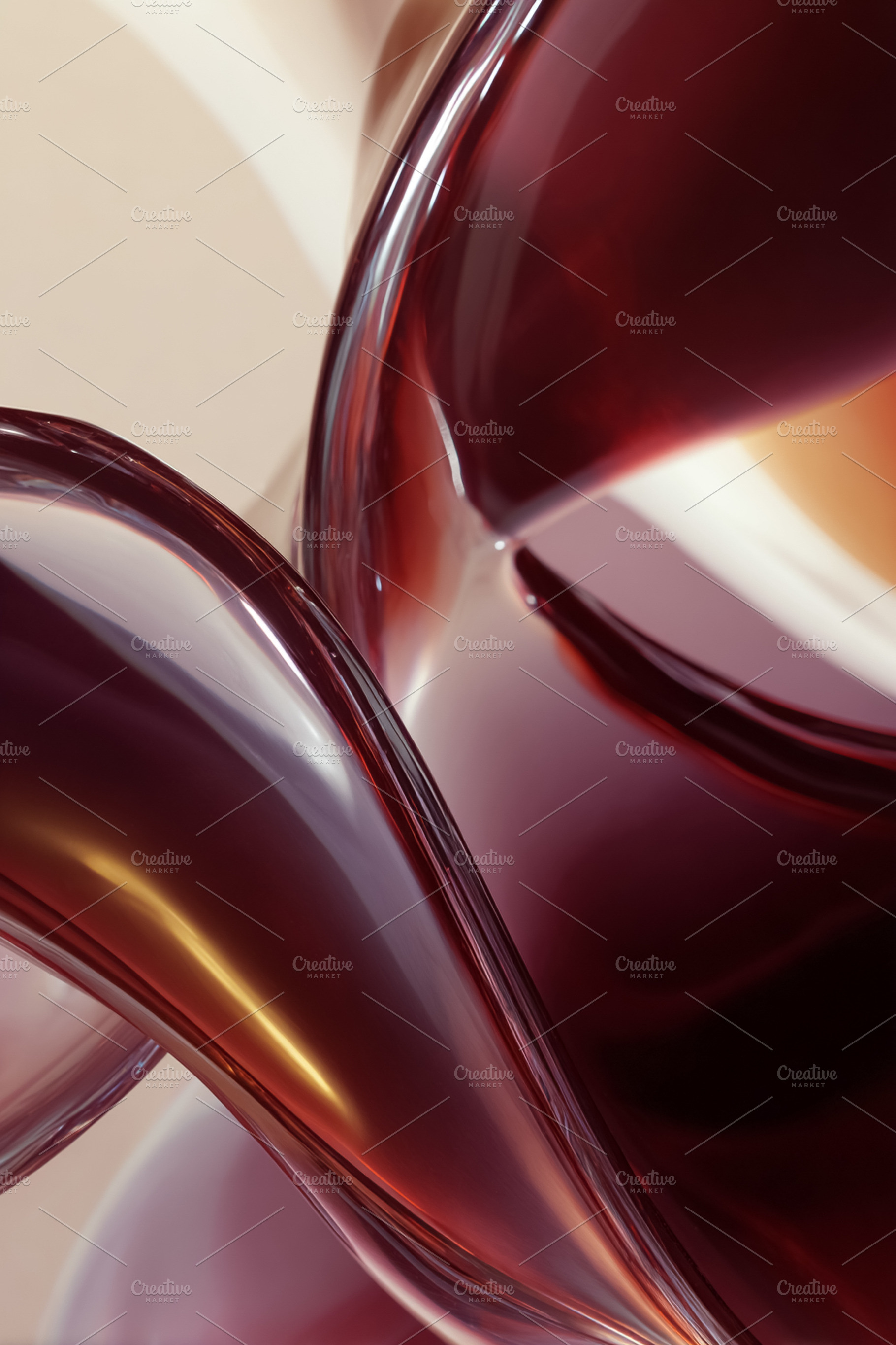 Abstract flowing ruby liquid creating glossy waves and curves, reflecting light, a Photo by Studio ANNA