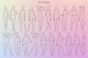 20 Realistic Female Body Poses Stamp, a Brush Add-On by SmuffizStudio (Thumbnail 2 of 2)