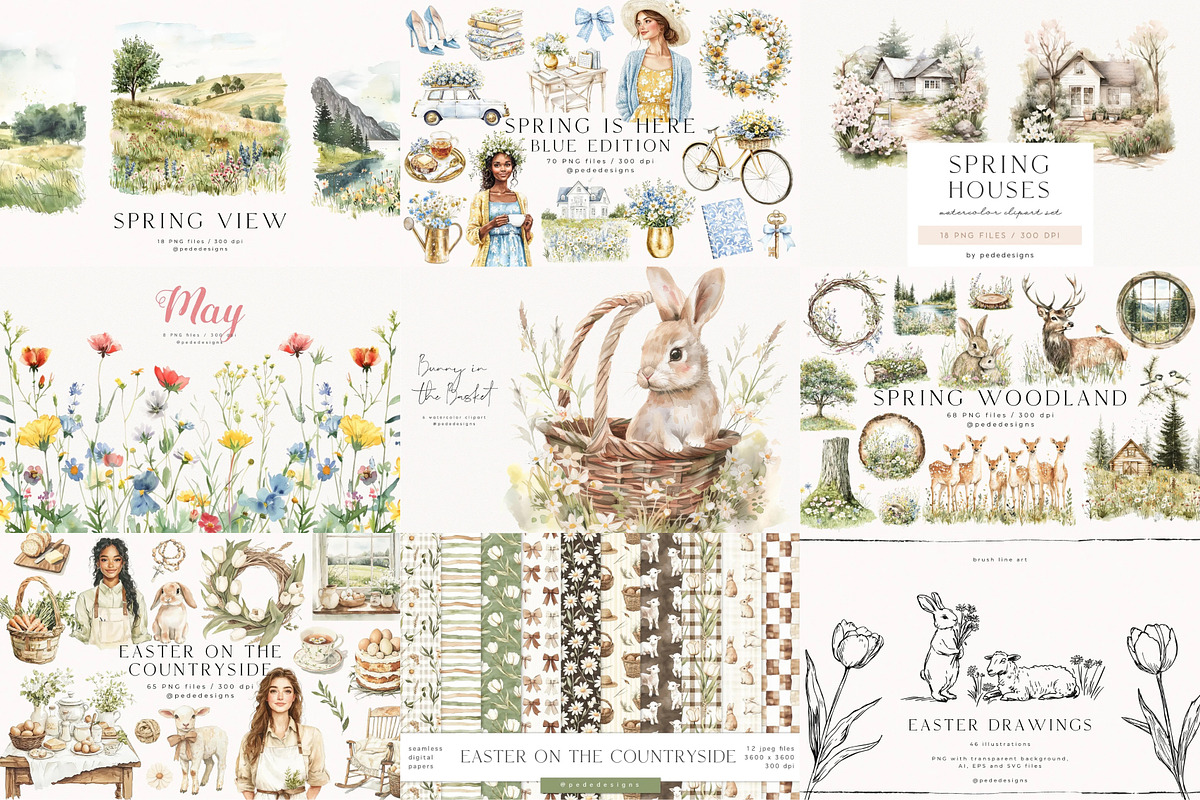 Spring & Easter Bundle, a Seasonal Illustration by PeDe Designs (Photo 2 of 13)