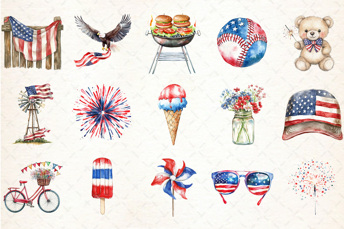 4th of July Sublimation Clipart Bund, an Illustration by Libby Wishes (Photo 2 of 5)