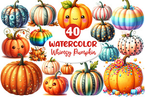 Whimsy Pumpkin Clipart PNG, an Illustration by Dream Creation