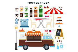 Retro Coffee Van And Street Cafe