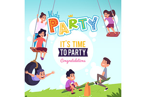 Kids party. background with kids on, a Person Illustration by Onyx