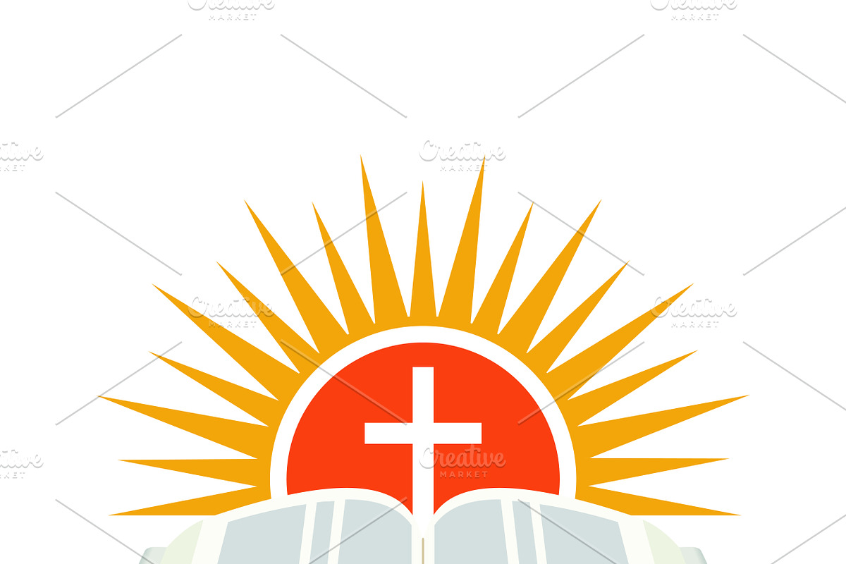 Bible, sunset and cross., an Icon by sibgat