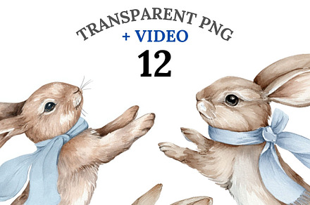 12 Boho Bunny Clipart