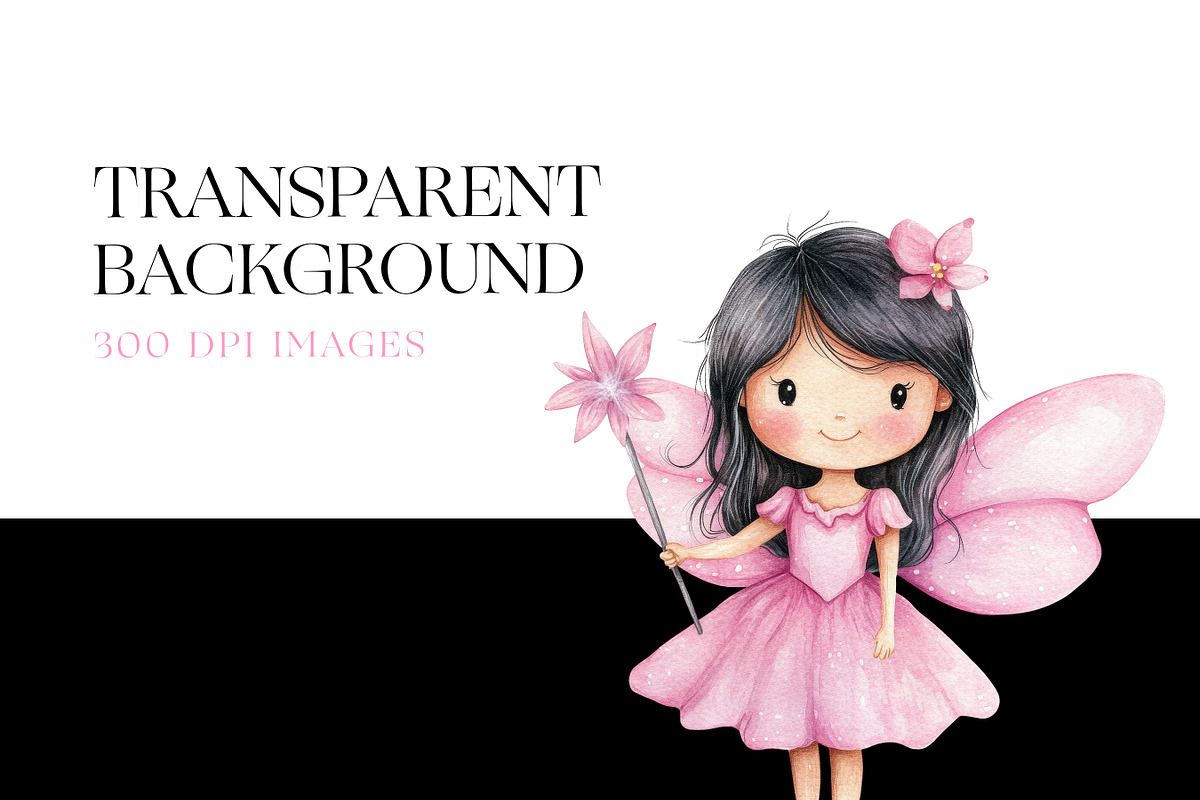 Pink Fairy Clipart, Watercolor Fairy, a Decorative Illustration by BrushstrokeArtGB (Photo 7 of 9)