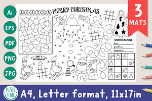 Christmas village coloring placemats