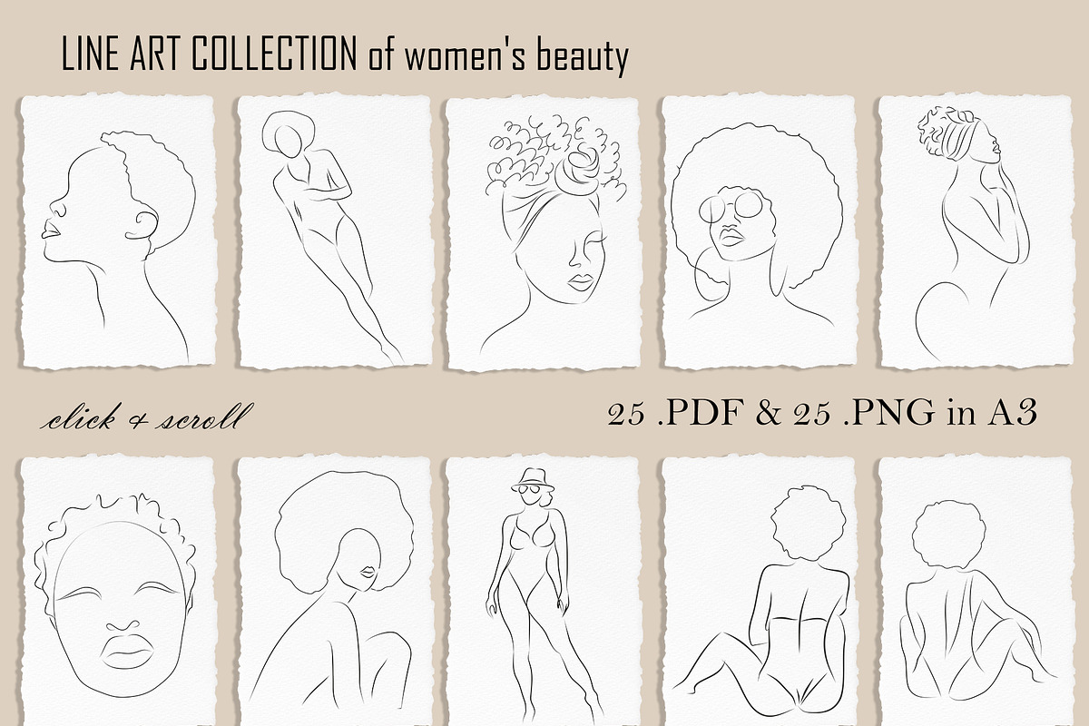 LINE ART COLLECTION MELANIN BEAUTY, an Illustration by ArtOLB (Photo 2 of 9)