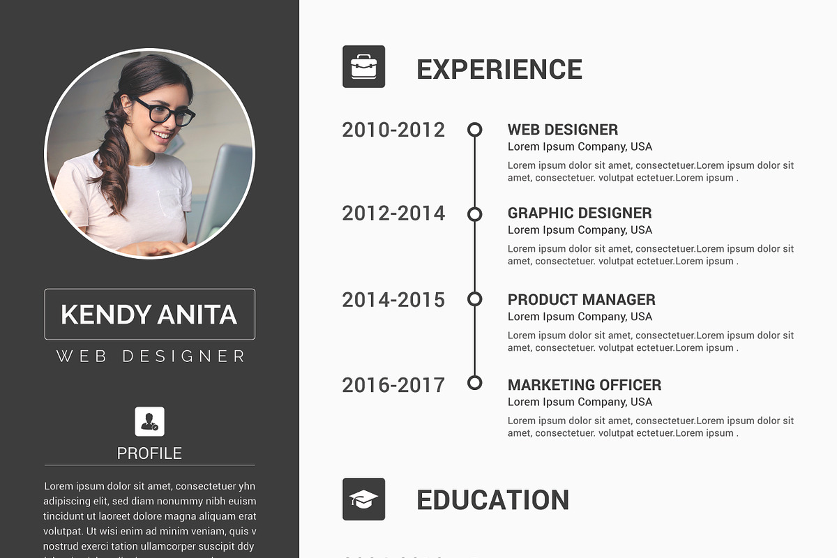 Clean CV / Resume PSD Template, a Resume Template by ARP Creation (Photo 6 of 11)