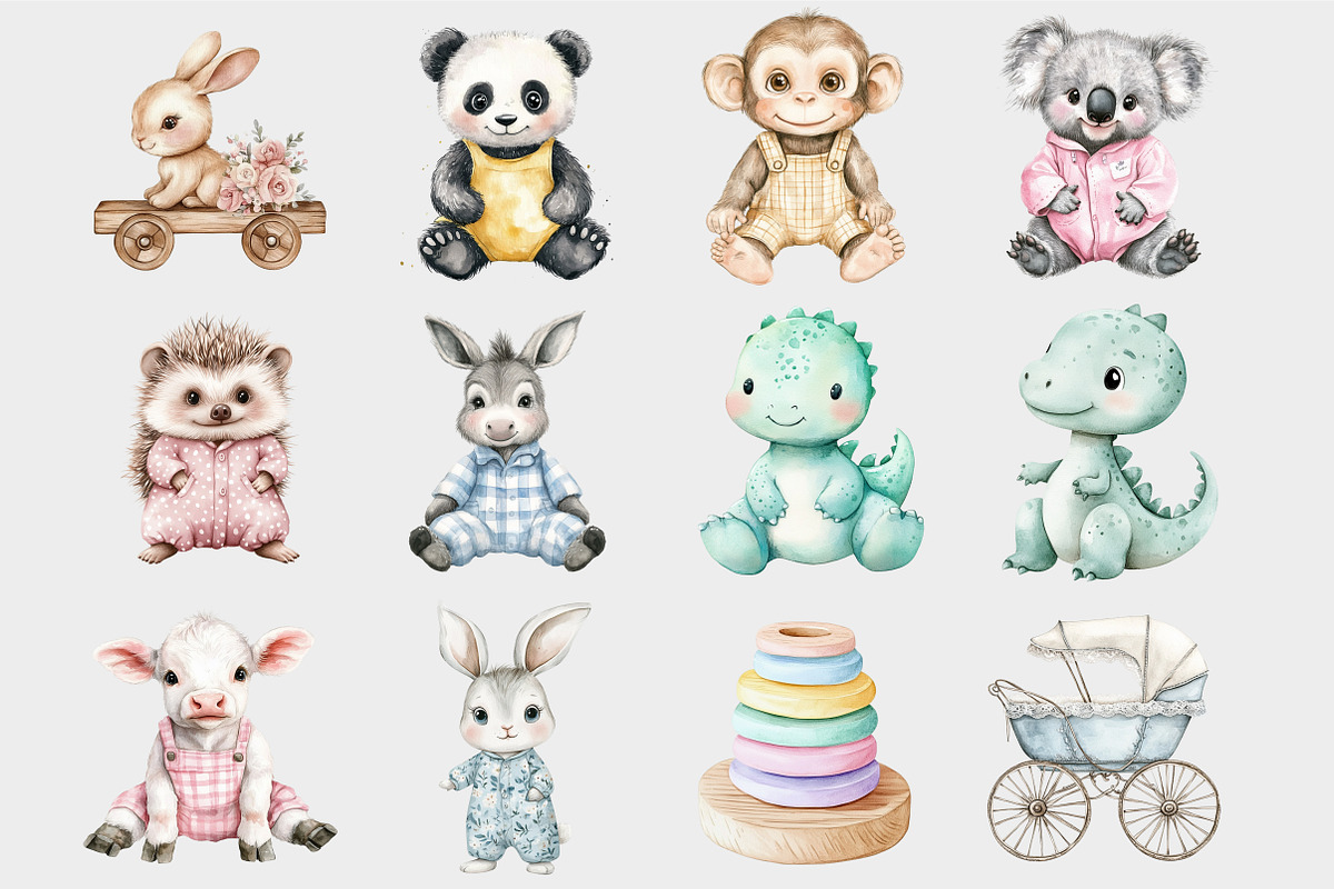Watercolor Neutral Nursery Clipart, a Seasonal Illustration by Design Market (Photo 4 of 5)