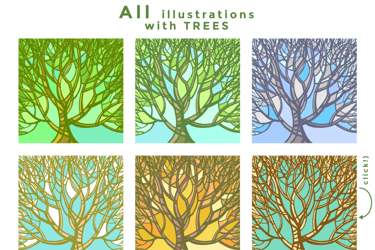 Colorful TREES Collection, a Decorative Illustration by ekaart (Photo 7 of 8)