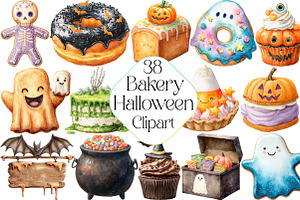 Halloween Spooky Bakery Clipart, an Illustration by DreamPrint404