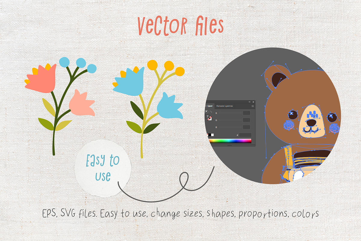 Bees, Honey Cartoon Vector Set, an Object Illustration by Elena Dorosh (Photo 14 of 14)