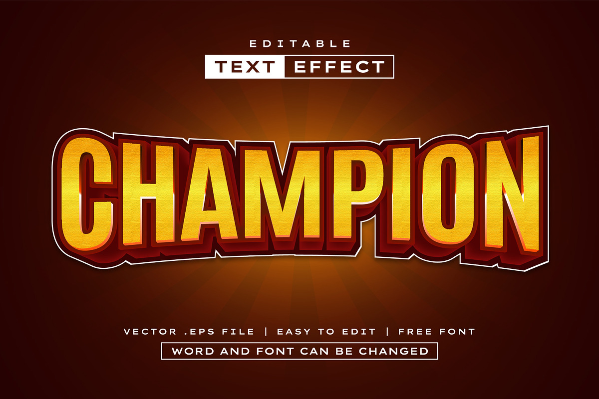 Champion 3D Text Effect | EPS, a Layer Style Add-On by padilah_a