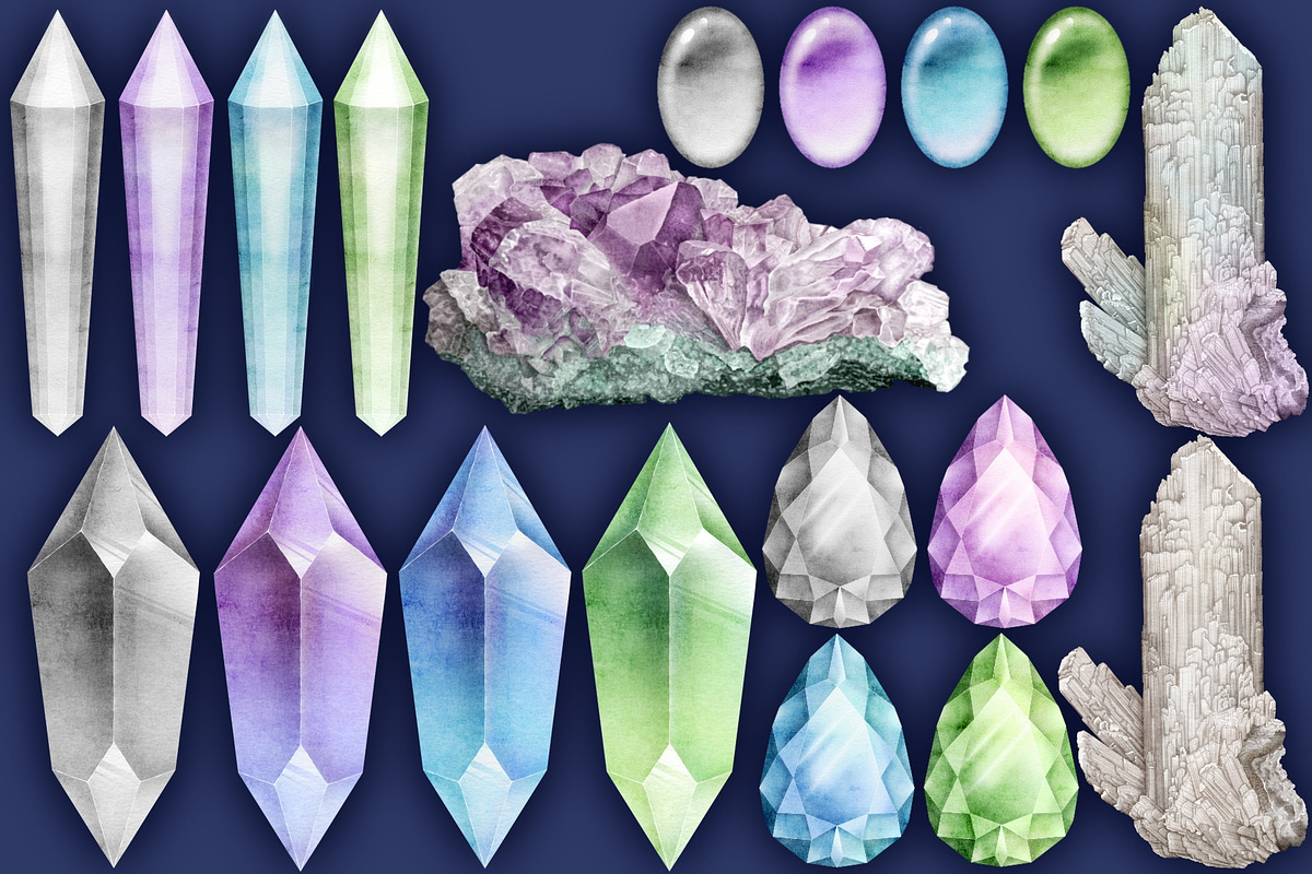 Crystal Magic clip art set., a Seasonal Illustration by Happy Sloth Graphics (Photo 7 of 17)