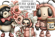 Quirky Funny Valentine Bee Clipart, an Illustration by Daily.Designs (Thumbnail 1 of 5)