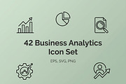 42 Business Analytics Icon Set, an Outline Icon by adenpinkstore (Thumbnail 1 of 9)