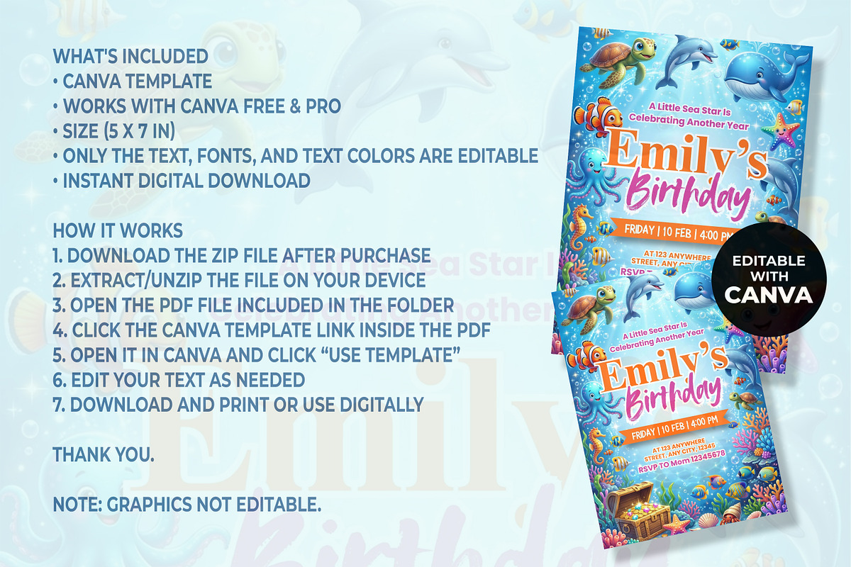Under the Sea Birthday Invitation, an Invitation Template by M9 Design (Photo 4 of 4)