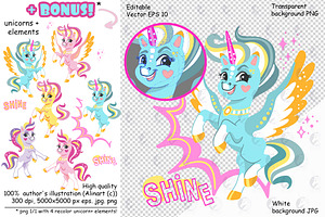 Cute Unicorn 5 Illustration 12 In 1