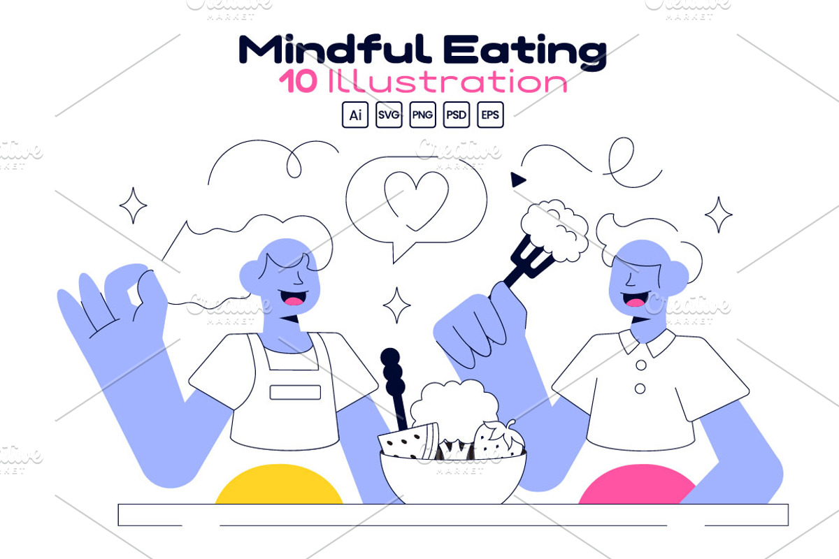 10 Mindful Eating Illustration, a Food Illustration by denayunebgt (Photo 1 of 4)