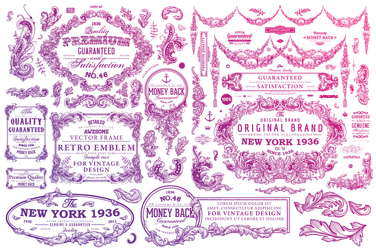 600+ Vintage Frames and Emblems, a Decorative Illustration by Anna Ozerina (Photo 3 of 11)