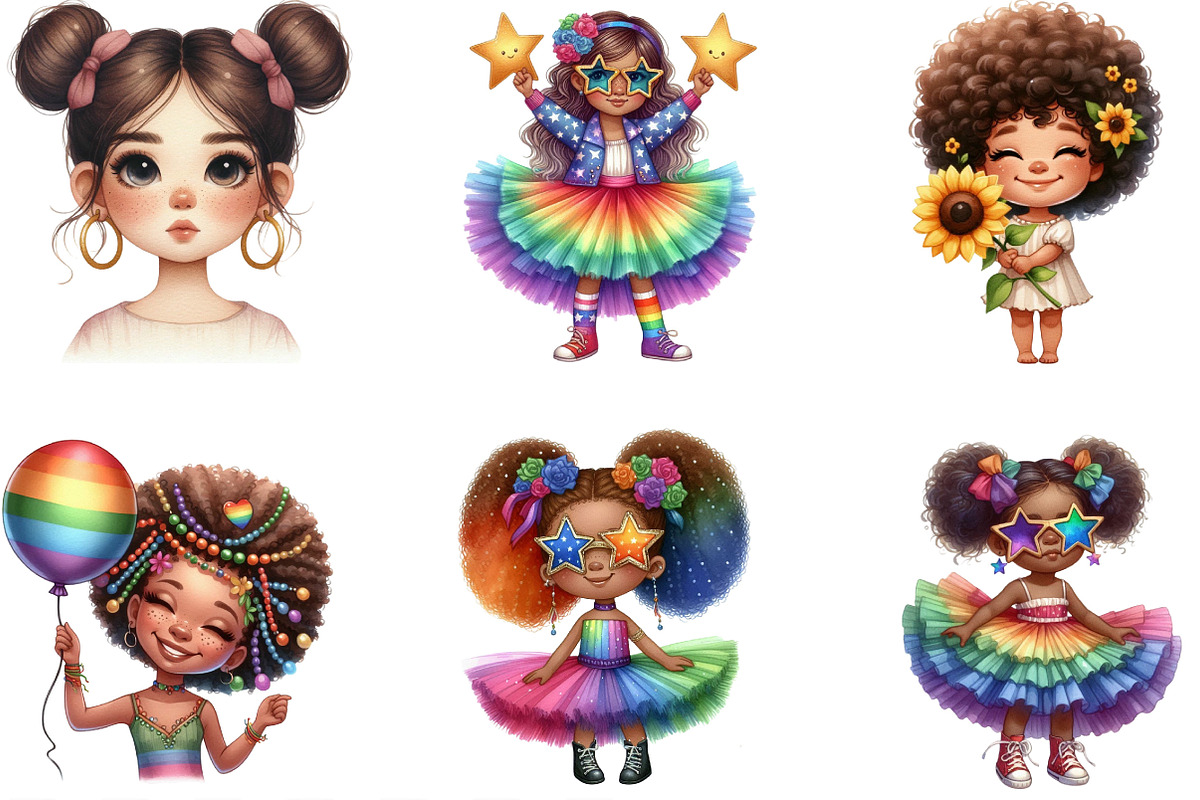 Cute Juneteenth Afro Girl Clipart, an Illustration by Designking (Photo 2 of 4)