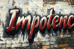 Impotence Lettering On Textured Brick Wall Graffiti Art