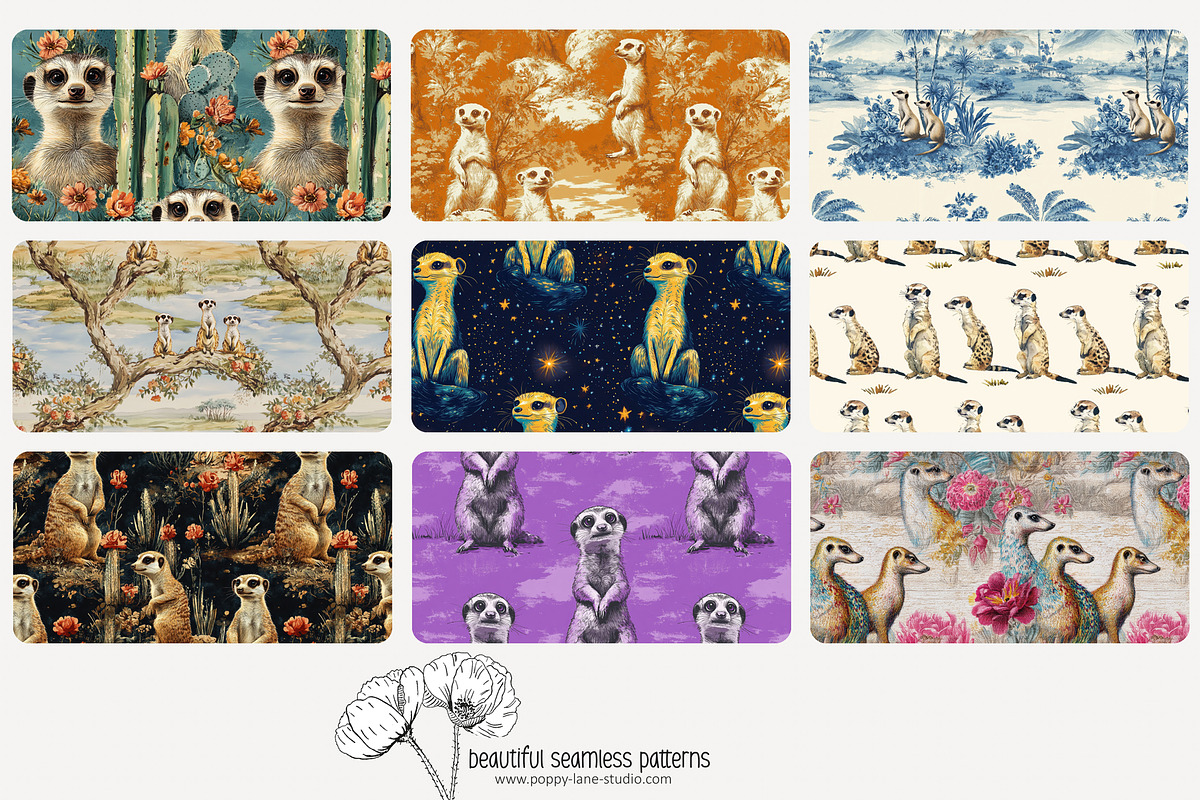 80 meerkat seamless pattern, a Pattern Graphic by Poppy Lane Studio (Photo 9 of 11)