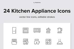 Kitchen Appliance Line Icons