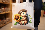 Cute Hedgehog & Sunflower Clipart, an Illustration by Rose Art (Thumbnail 4 of 7)