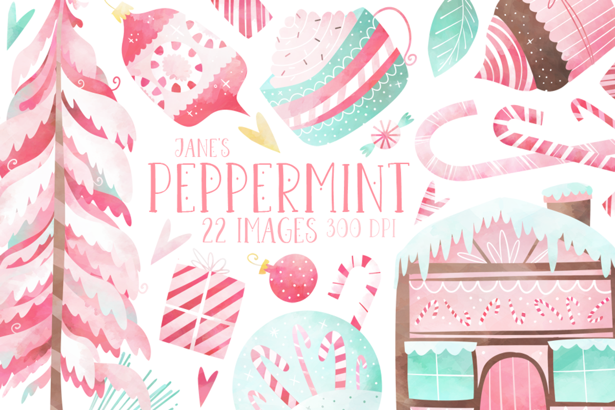 Watercolor Peppermint Clipart, an Illustration by DigitalArtsi (Photo 1 of 2)
