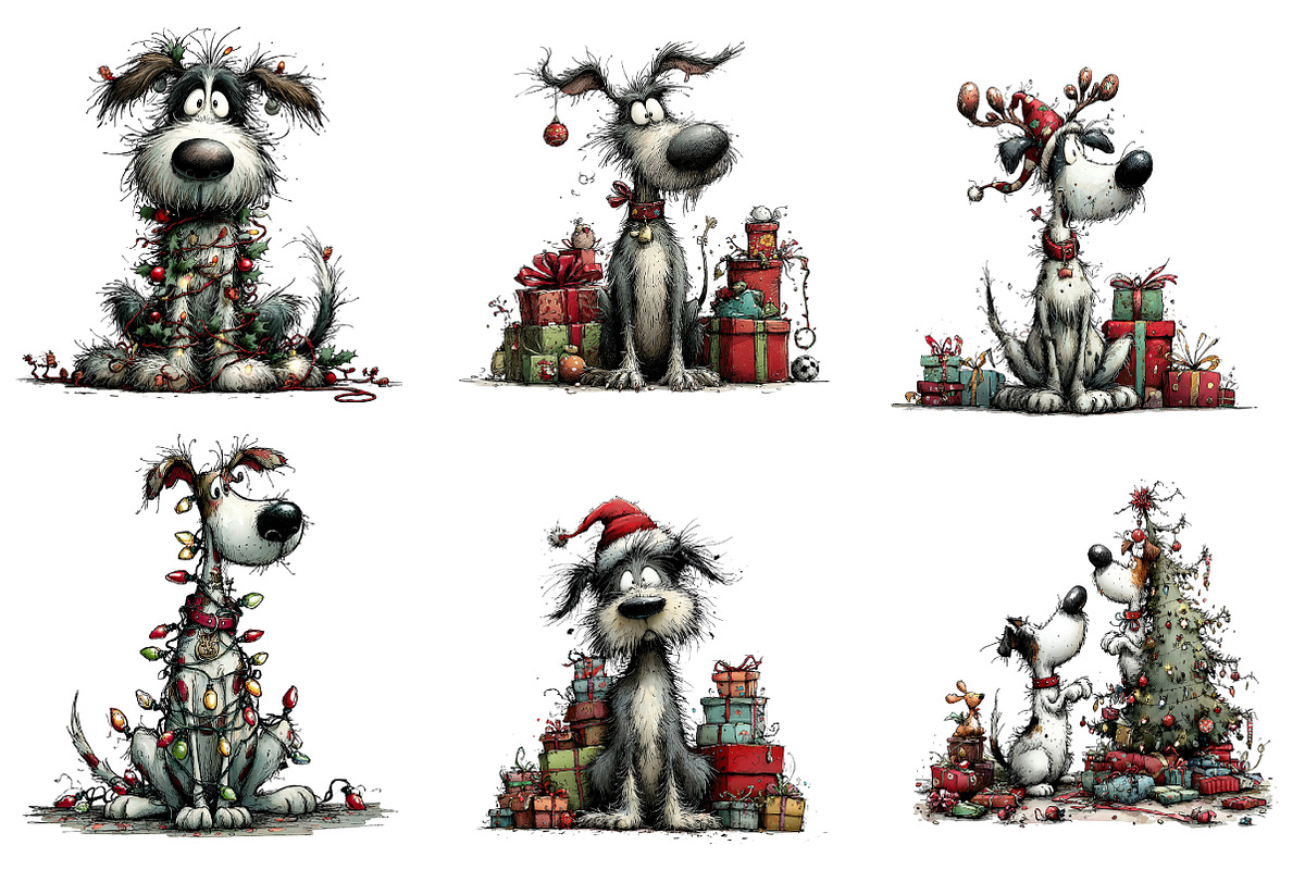 Christmas Dog clipart, an Illustration by CreationArt (Photo 2 of 5)