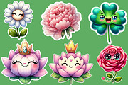 Kawaii Flowers Clipart Bundle, an Illustration by Designworld (Thumbnail 4 of 7)
