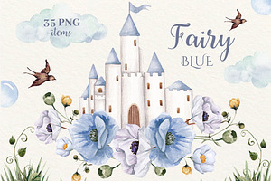 Watercolor Fairy Tale In Blue