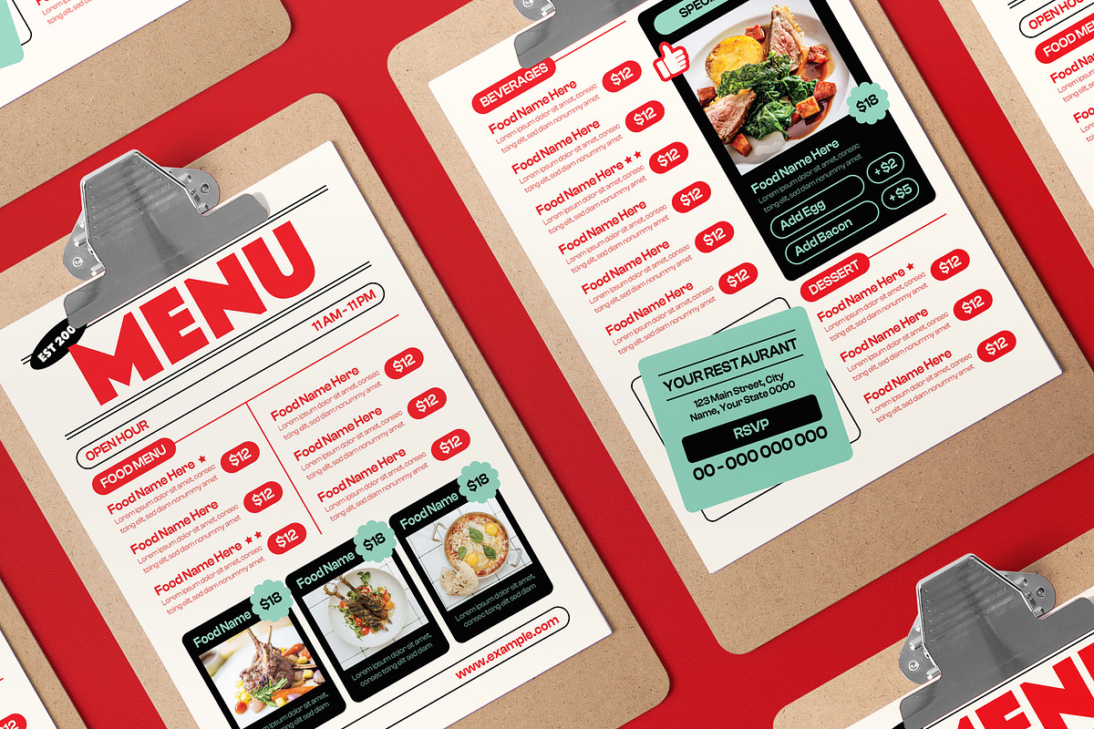 Cream Retro Simple Food Menu, a Flyer Template by graphicook (Photo 2 of 4)