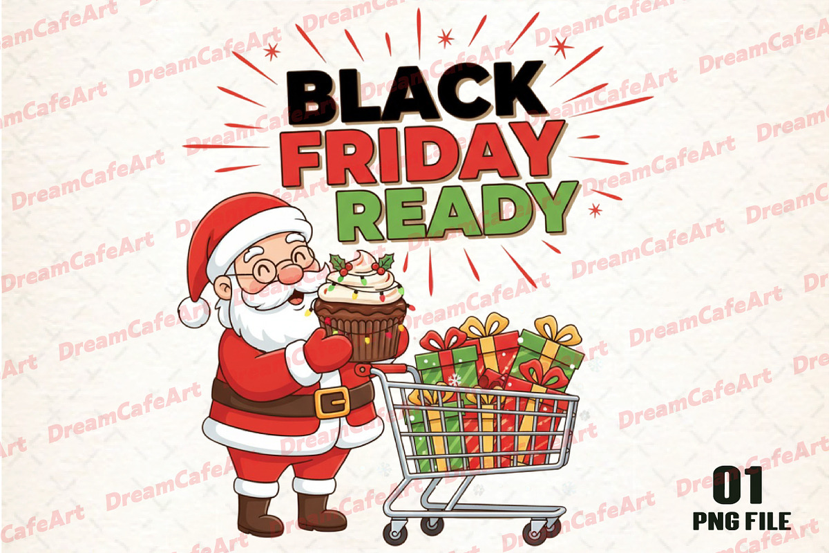 Black Friday Ready Santa PNG, an Illustration by DreamCafeArt (Photo 1 of 4)