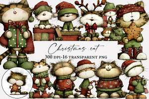Christmas cat clipart, an Illustration by Designworld