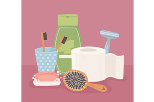 hygiene supplies cartoon, an Object Illustration by studiogstock