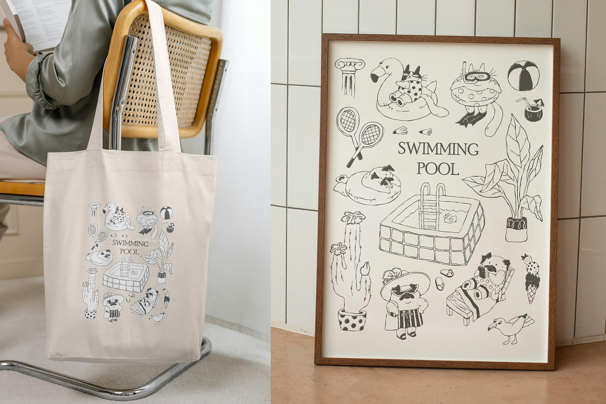 Swimming Pool Hand Drawn Clipart, an Illustration by Anastasiya Klempach (Photo 7 of 7)