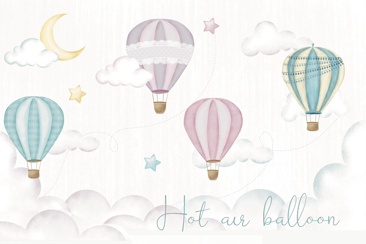 Hot air Balloon digital watercolor, an Illustration by Lolytop Studio (Photo 1 of 5)